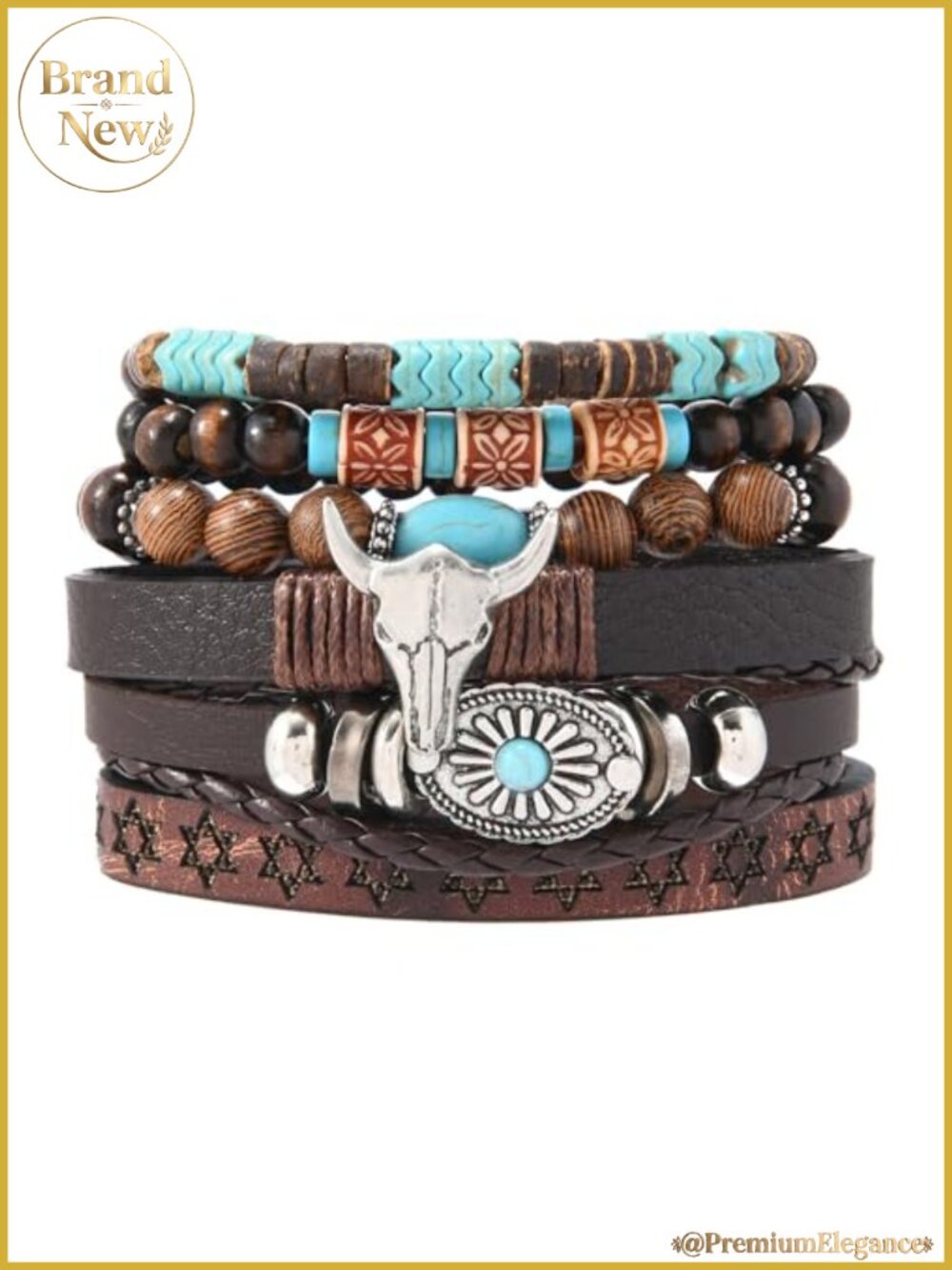Western Turquoise Beaded Strand Bracelet Adjustable Boho Cowgirl Stackable